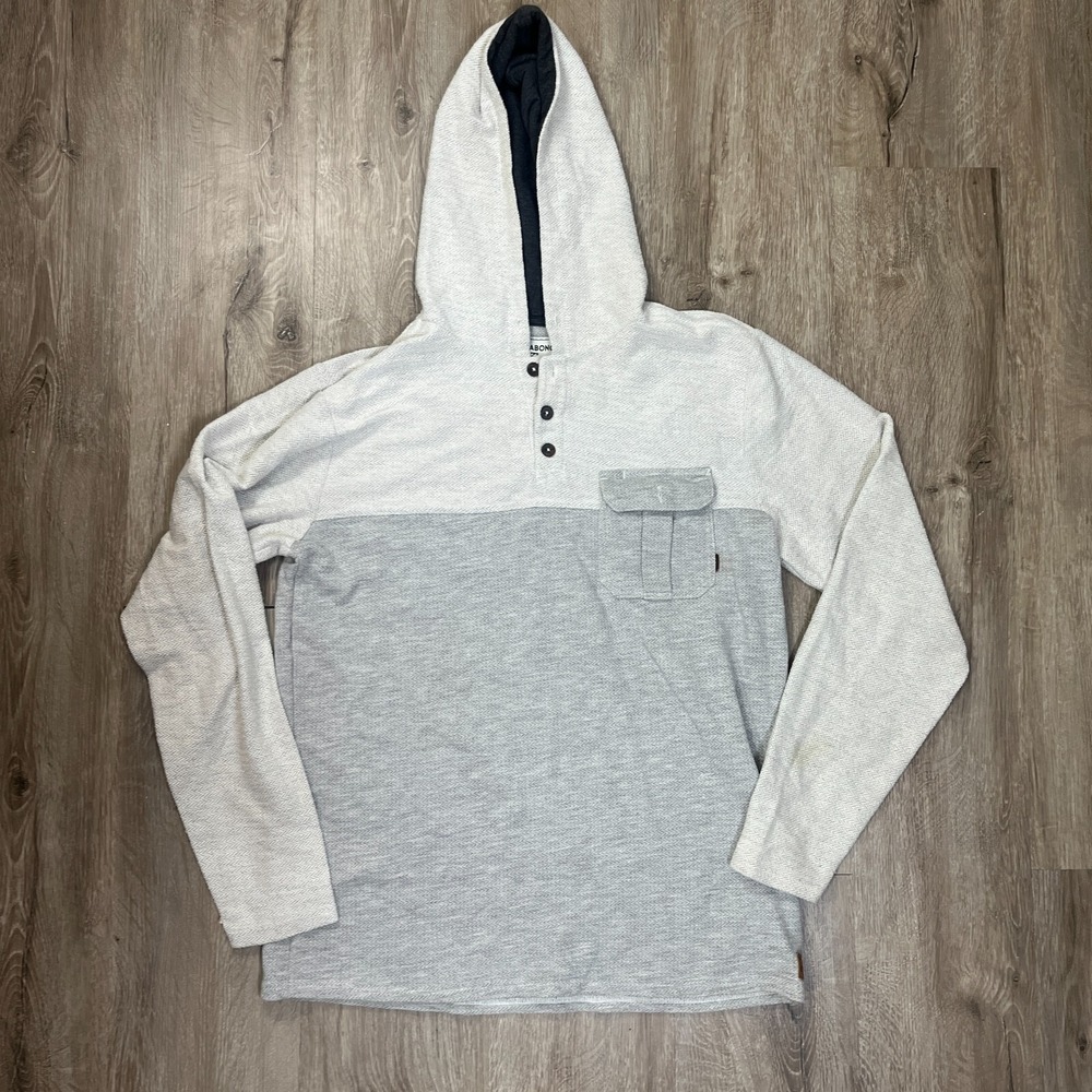 Billabong Jackson Henley Hoodie Heathered Gray Mens Medium